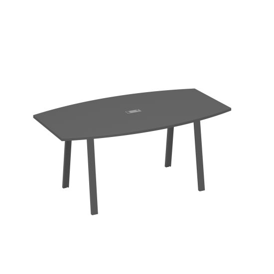 Стол 180 на опорах TRE для переговоров антрацит премиум / металлокаркас антрацит