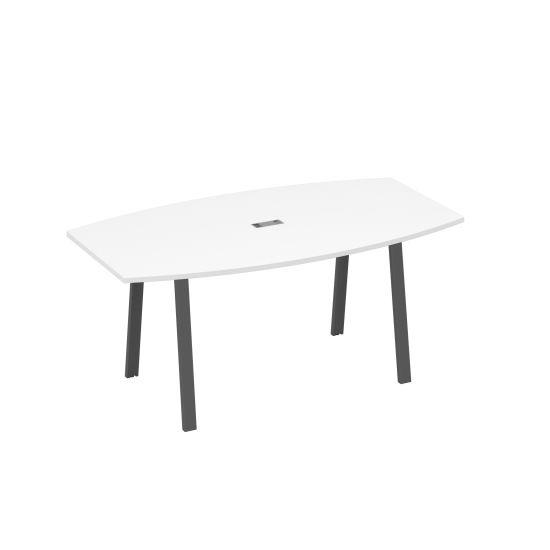 Стол 180 на опорах TRE для переговоров белый премиум / металлокаркас антрацит