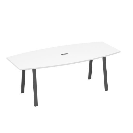 Стол для переговоров 220 на металлокаркасе TRE белый премиум / металлокаркас антрацит