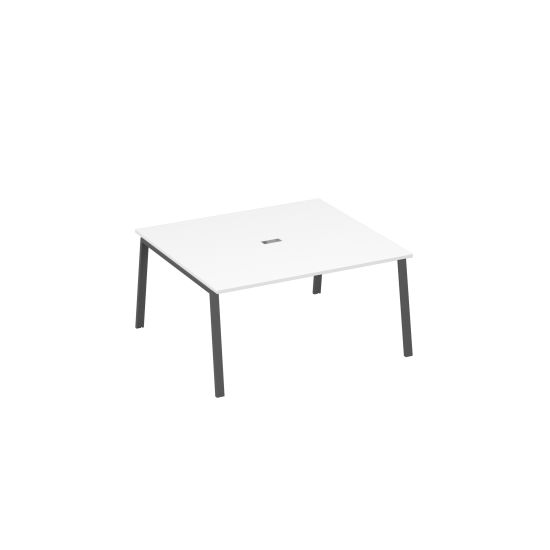 Стол 160 на каркасе TRE в переговорную белый премиум / металлокаркас антрацит