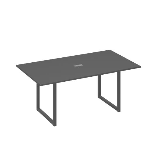 Стол 180 с опорами QUATTRO переговорный антрацит премиум / металлокаркас антрацит
