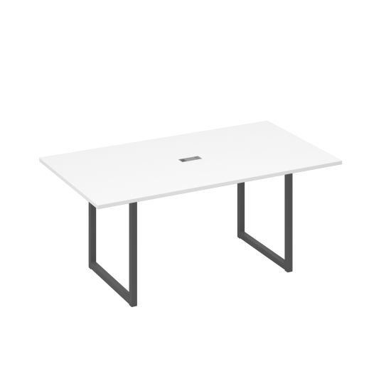 Стол 180 с опорами QUATTRO переговорный белый премиум / металлокаркас антрацит