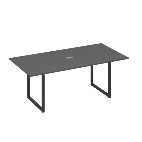 Стол 200 с металлокаркасом QUATTRO для переговоров антрацит премиум / металлокаркас антрацит