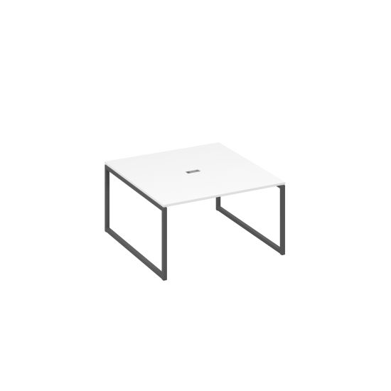 Переговорный стол 140 на металлокаркасе QUATTRO белый премиум / металлокаркас антрацит