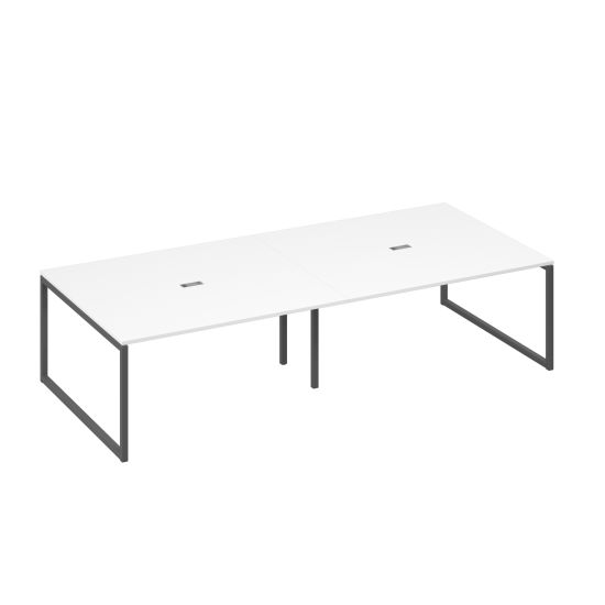 Стол 320 с опорами QUATTRO для переговоров белый премиум / металлокаркас антрацит