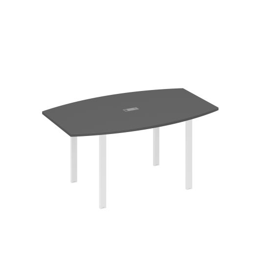 Стол 160 фигурный на металлокаркасе UNO для переговоров антрацит премиум / металлокаркас белый