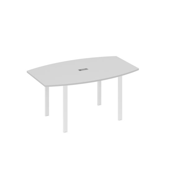Стол 160 фигурный на металлокаркасе UNO для переговоров серый / металлокаркас белый