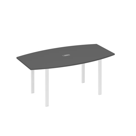 Стол фигурный 180 с металлокаркасом UNO антрацит премиум / металлокаркас белый