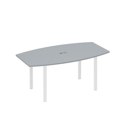 Стол фигурный 180 с металлокаркасом UNO серый / металлокаркас белый
