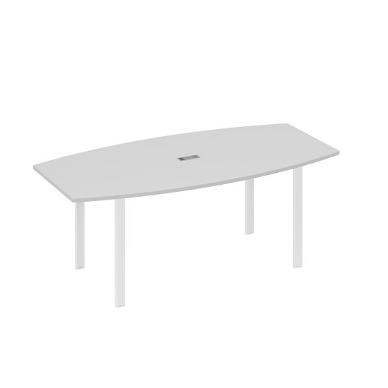 Стол 200x100 для переговоров фигурный на опорах UNO серый / металлокаркас белый