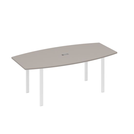 Стол 200x100 для переговоров фигурный на опорах UNO мокко премиум / металлокаркас белый