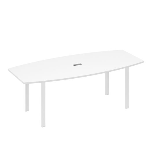 Стол 220 для переговоров фигурный на металлокаркасе UNO белый премиум / металлокаркас белый