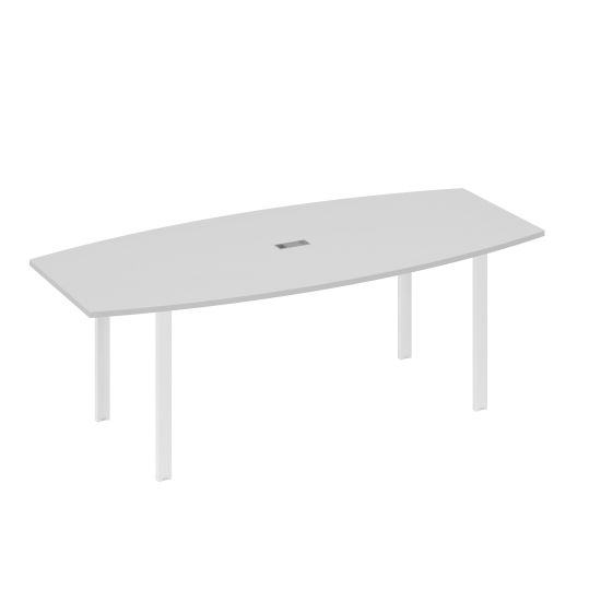 Стол 220 для переговоров фигурный на металлокаркасе UNO серый / металлокаркас белый