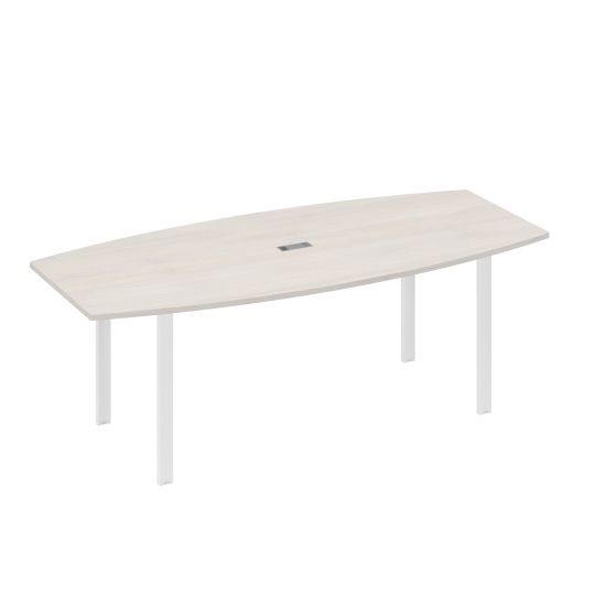 Стол 220 для переговоров фигурный на металлокаркасе UNO дуб / металлокаркас белый