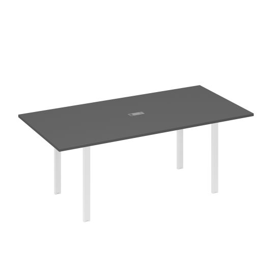Стол 200 на металлокаркасе UNO в переговорную антрацит премиум / металлокаркас белый