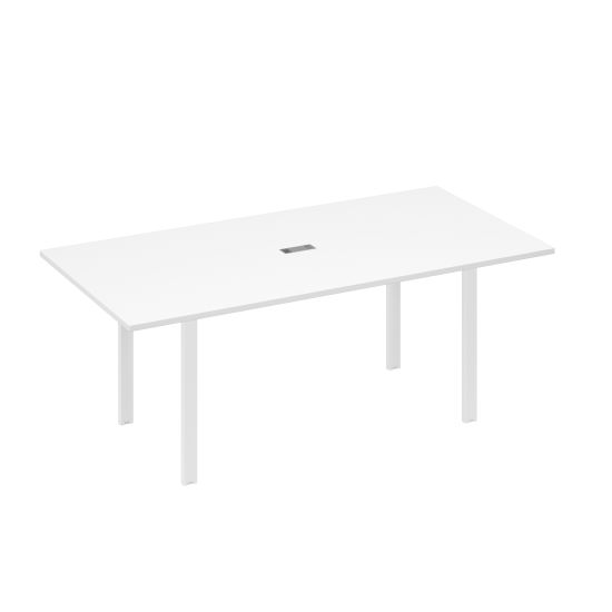 Стол 200 на металлокаркасе UNO в переговорную белый премиум / металлокаркас белый