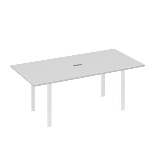 Стол 200 на металлокаркасе UNO в переговорную серый / металлокаркас белый