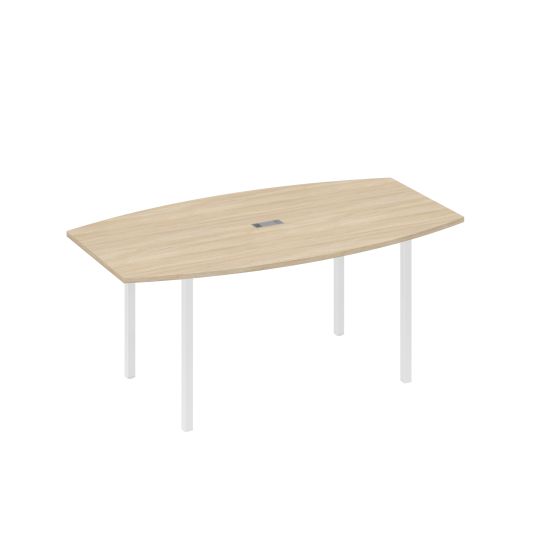 Стол для переговоров 180 опоры DUE дуб скандинавский / металлокаркас белый