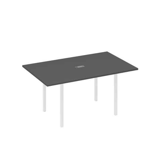 Стол для переговоров 160 прямой на каркасе DUE антрацит премиум / металлокаркас белый