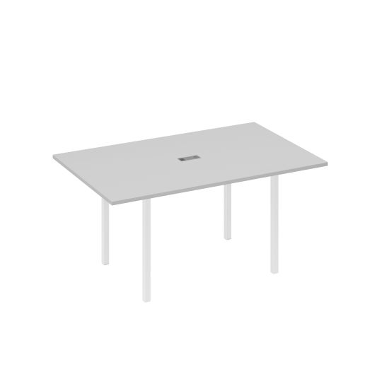 Стол для переговоров 160 прямой на каркасе DUE серый / металлокаркас белый