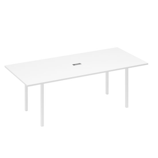 Стол переговорный 220 на металлокаркасе DUE белый премиум / металлокаркас белый