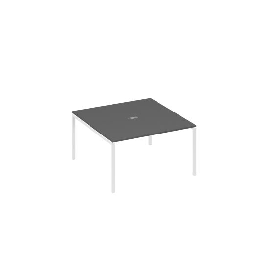 Стол 140 на металлокаркасе DUE для переговоров антрацит премиум / металлокаркас белый