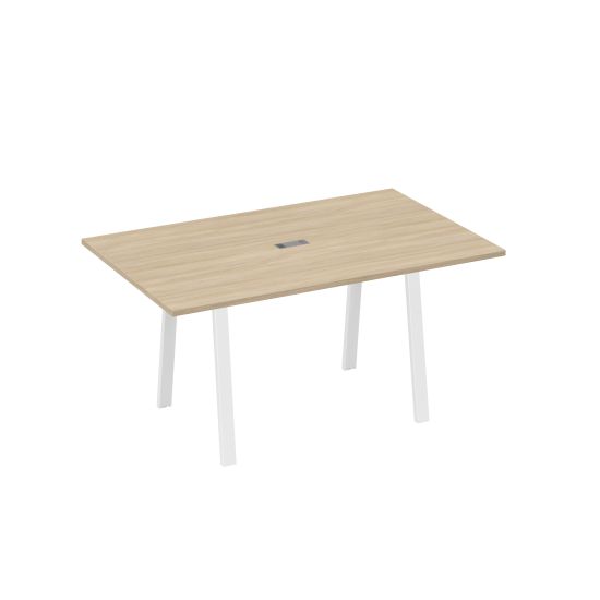 Стол 160 в переговорную металлокаркас TRE дуб скандинавский / металлокаркас белый