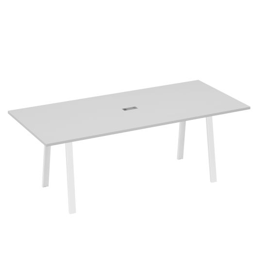 Стол 220 на каркасе TRE для переговоров серый / металлокаркас белый