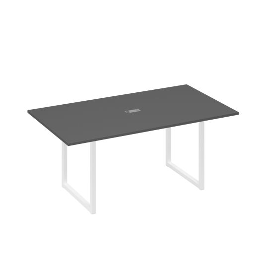 Стол 180 с опорами QUATTRO переговорный антрацит премиум / металлокаркас белый