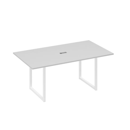 Стол 180 с опорами QUATTRO переговорный серый / металлокаркас белый