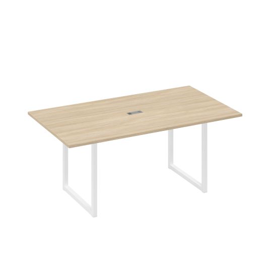 Стол 180 с опорами QUATTRO переговорный дуб скандинавский / металлокаркас белый