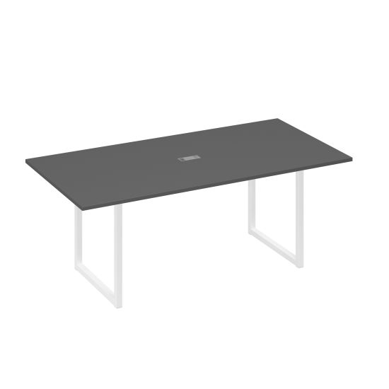 Стол 200 с металлокаркасом QUATTRO для переговоров антрацит премиум / металлокаркас белый