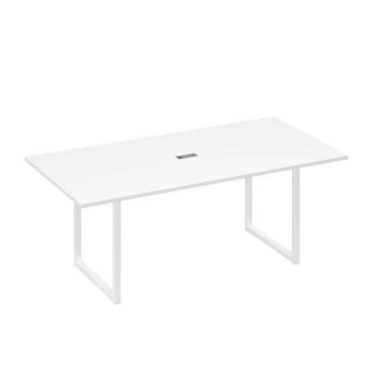 Стол 200 с металлокаркасом QUATTRO для переговоров белый премиум / металлокаркас белый