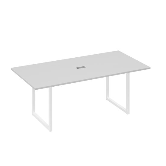 Стол 200 с металлокаркасом QUATTRO для переговоров серый / металлокаркас белый