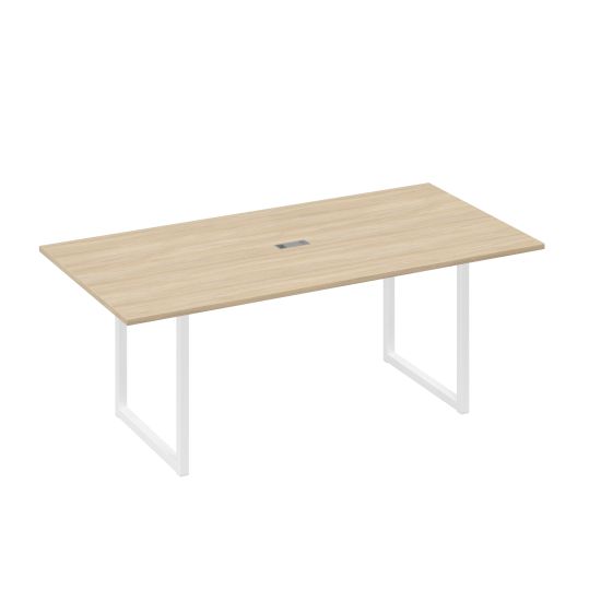 Стол 200 с металлокаркасом QUATTRO для переговоров дуб скандинавский / металлокаркас белый