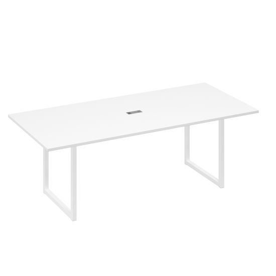 Стол 220 переговорный с металлокаркасом QUATTRO белый премиум / металлокаркас белый