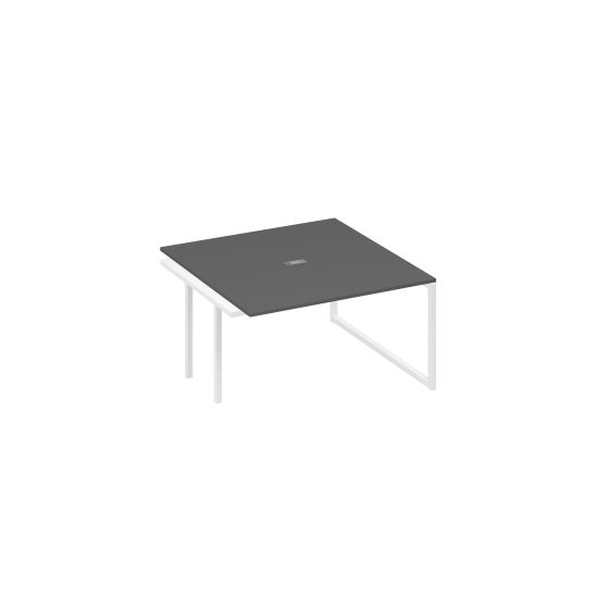 Секция стола для переговоров опоры QUATTRO антрацит премиум / металлокаркас белый
