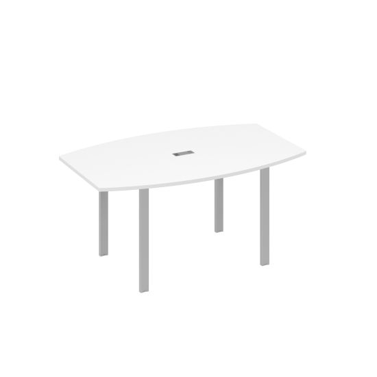 Стол 160 фигурный на металлокаркасе UNO для переговоров белый премиум / металлокаркас серый