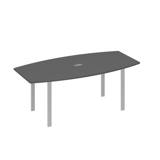 Стол 200x100 для переговоров фигурный на опорах UNO антрацит премиум / металлокаркас серый