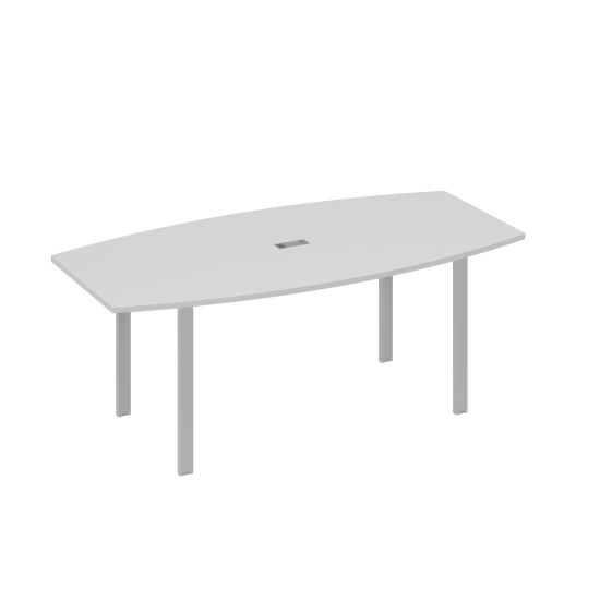 Стол 200x100 для переговоров фигурный на опорах UNO серый / металлокаркас серый
