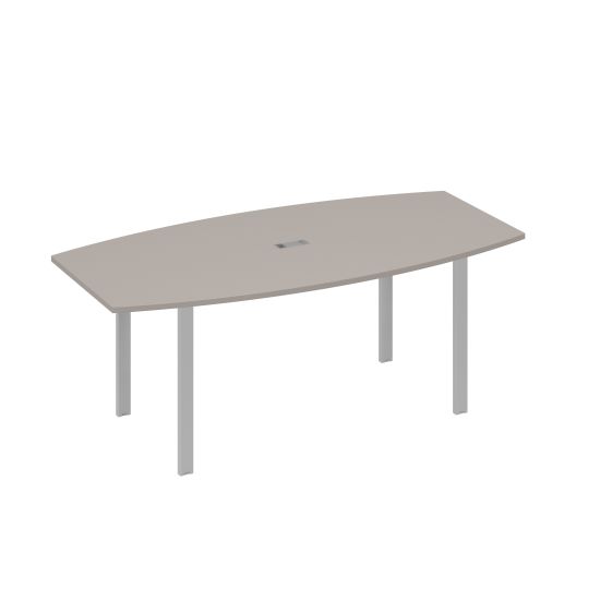 Стол 200x100 для переговоров фигурный на опорах UNO мокко премиум / металлокаркас серый