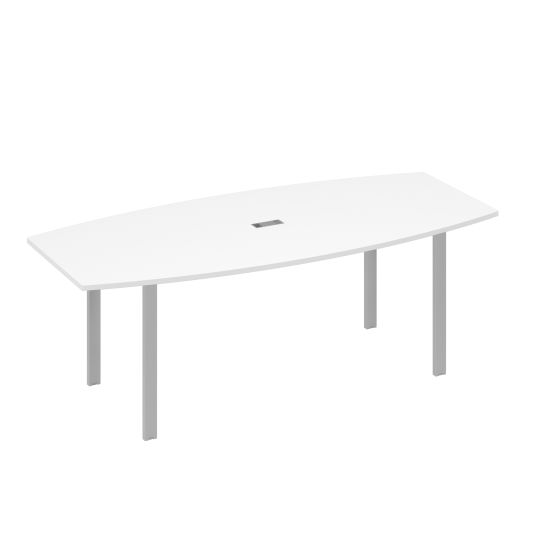 Стол 220 для переговоров фигурный на металлокаркасе UNO белый премиум / металлокаркас серый