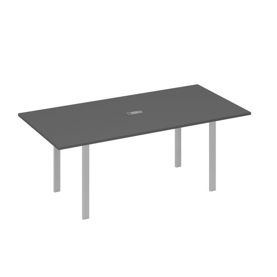 Стол 200 на металлокаркасе UNO в переговорную антрацит премиум / металлокаркас серый