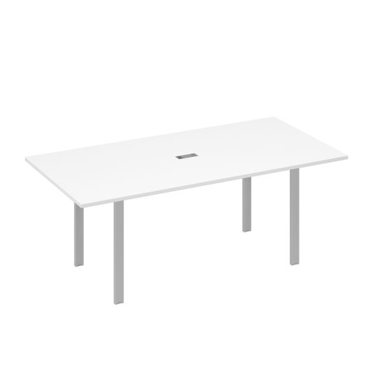 Стол 200 на металлокаркасе UNO в переговорную белый премиум / металлокаркас серый