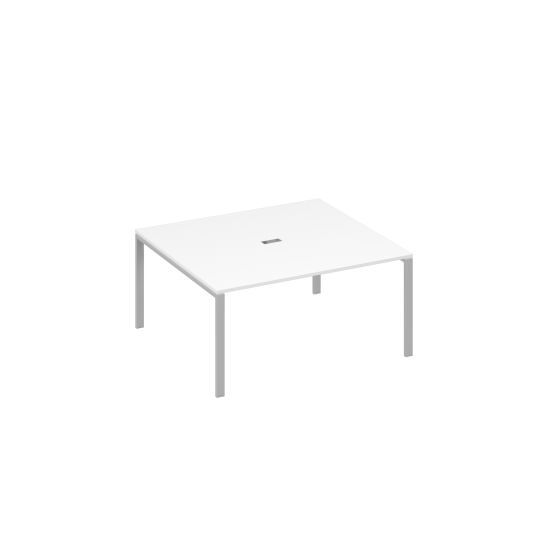Стол 160 на каркасе UNO для переговоров белый премиум / металлокаркас серый