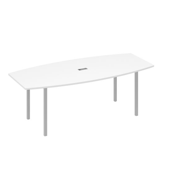 Стол для переговоров 220 с каркасом DUE белый премиум / металлокаркас серый