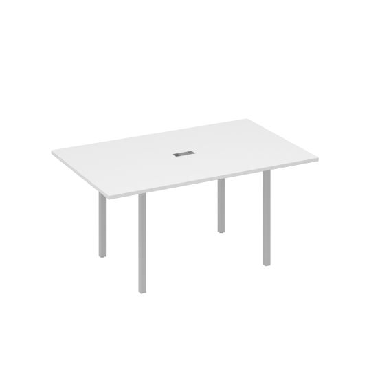 Стол для переговоров 160 прямой на каркасе DUE белый премиум / металлокаркас серый