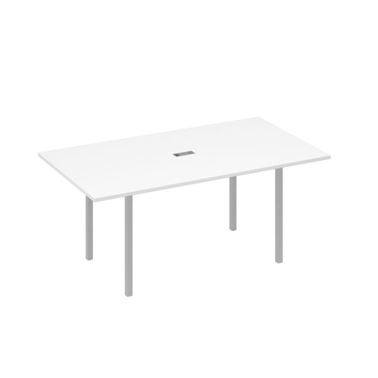 Стол 180 прямой для переговоров каркас DUE белый премиум / металлокаркас серый