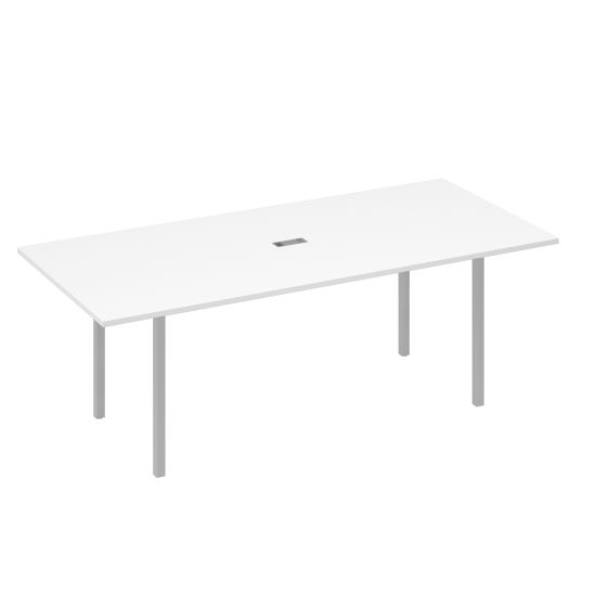 Стол переговорный 220 на металлокаркасе DUE белый премиум / металлокаркас серый