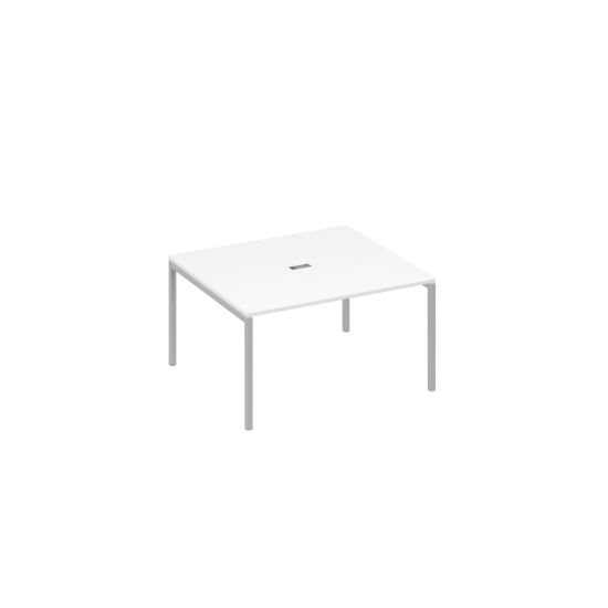 Стол переговорный 140 на металлокаркасе DUE белый премиум / металлокаркас серый